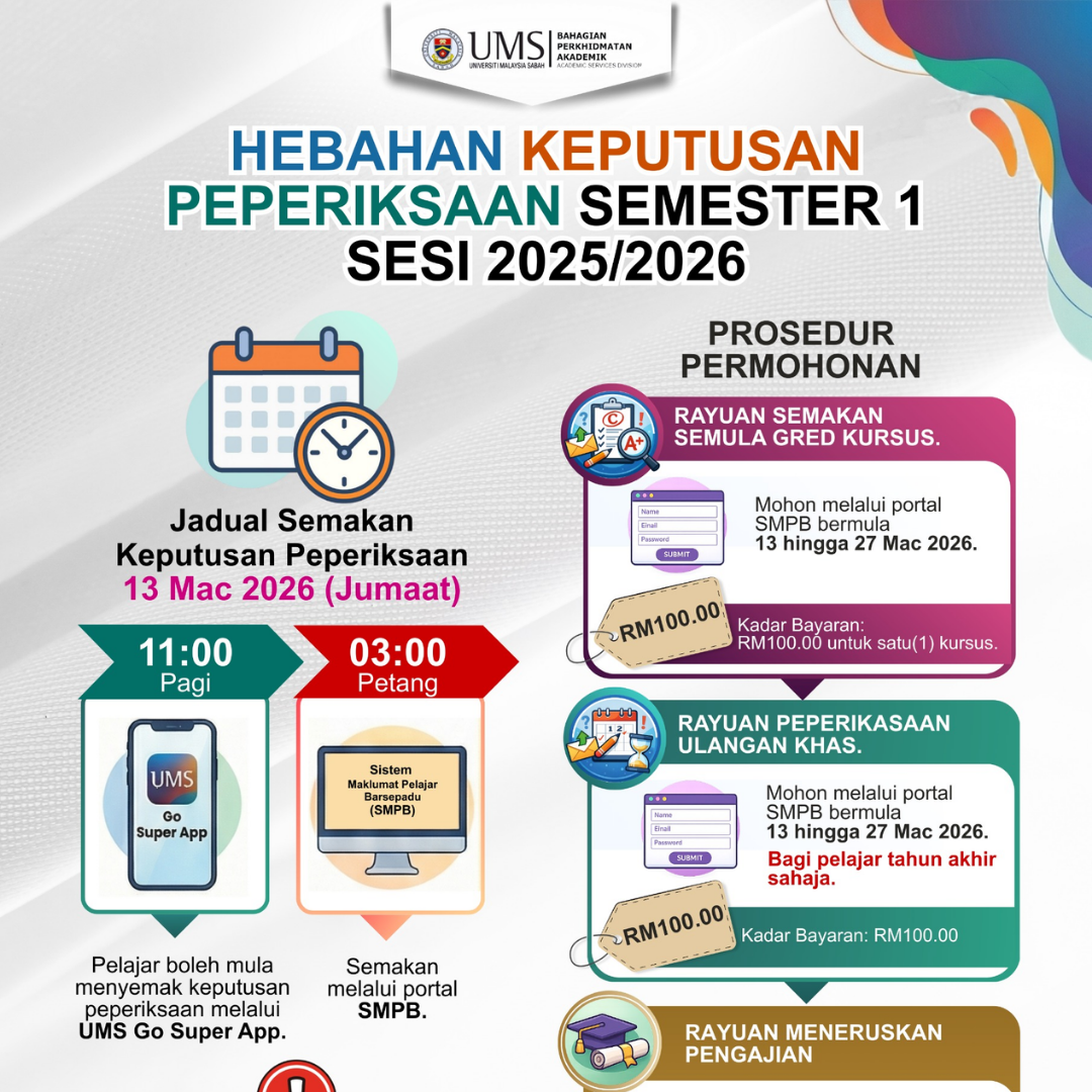 HEBAHAN KEPUTUSAN PEPERIKSAAN SEMESTER 1, SESI 2025/2026  |  EXAMINATION RESULTS ANNOUNCEMENT SEMESTER1, SESSION 2025/2026